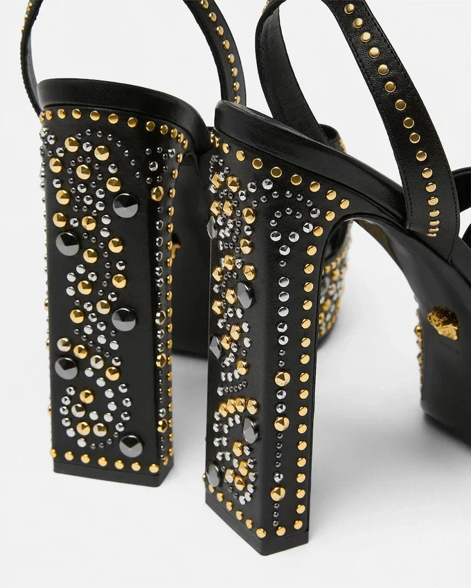 Studded Gianni Ribbon Sandals 140 mm Studded Gianni Ribbon Sandals 140 mm