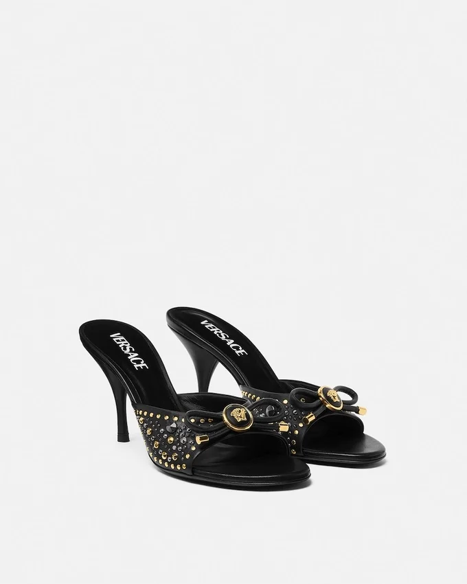 Studded Opera Bow Mules 85 mm Studded Opera Bow Mules 85 mm