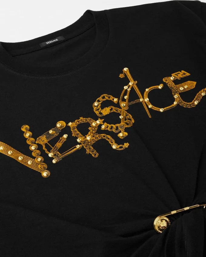 Studded Safety Pin Crop T-Shirt Studded Safety Pin Crop T-Shirt