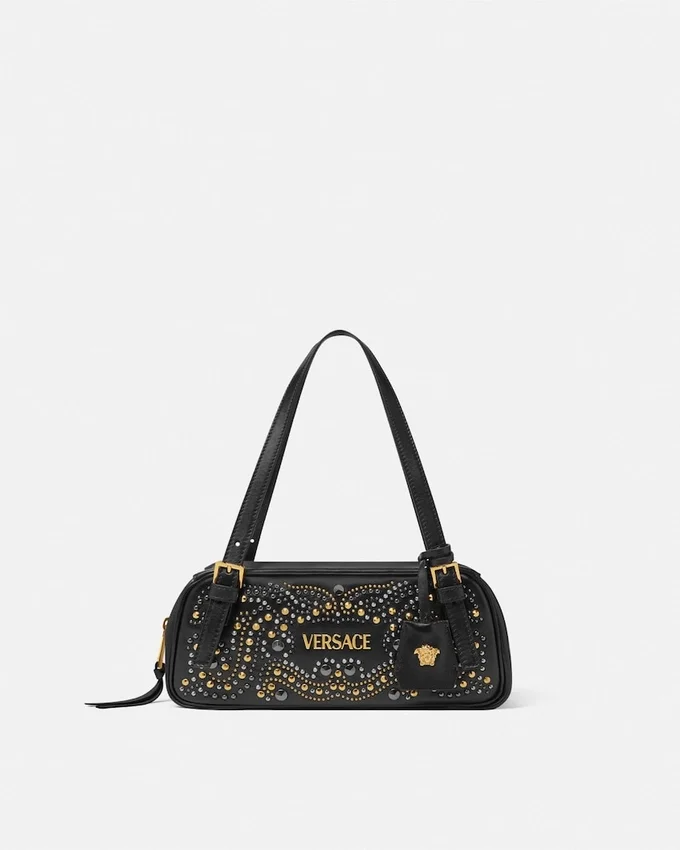 Studded Versace Tag Bowling Bag Studded Versace Tag Bowling Bag