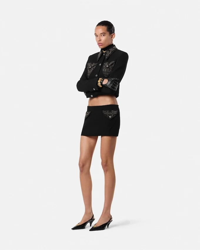 Studded Wool Crop Jacket Studded Wool Crop Jacket