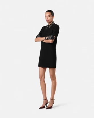 Studded Wool Crépe A-Line Mini Dress