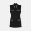 Studded Wool Fitted Mini Dress