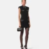 Studded Wool Fitted Mini Dress