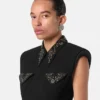Studded Wool Fitted Mini Dress