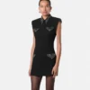 Studded Wool Fitted Mini Dress