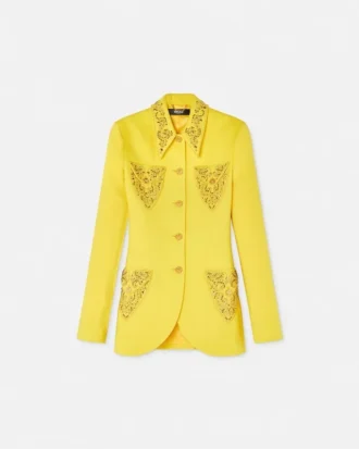 Studded Wool Fitted Single-Breasted Blazer