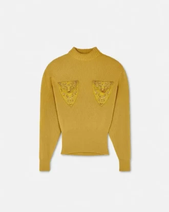 Studded Wool Knit Boxy Sweater