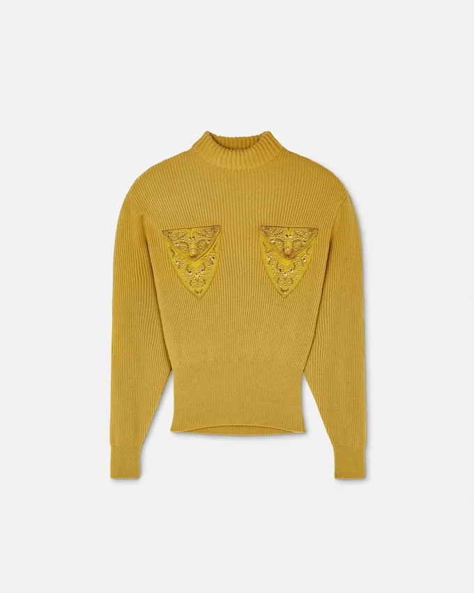 Studded Wool Knit Boxy Sweater Studded Wool Knit Boxy Sweater