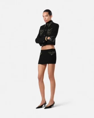 Studded Wool Mini Skirt