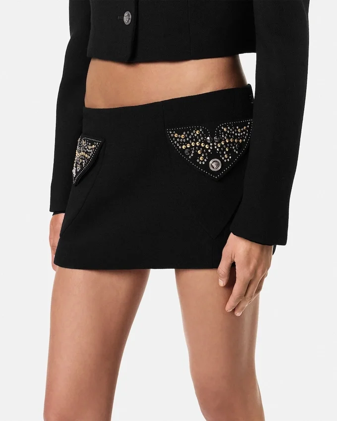 Studded Wool Mini Skirt Studded Wool Mini Skirt