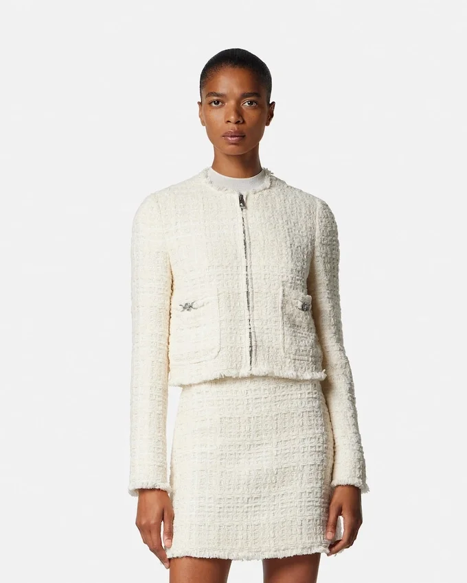 Tweed Cotton Zipped Jacket Tweed Cotton Zipped Jacket