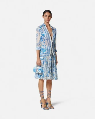 Underwater Barocco Crépe Flowy Midi Skirt