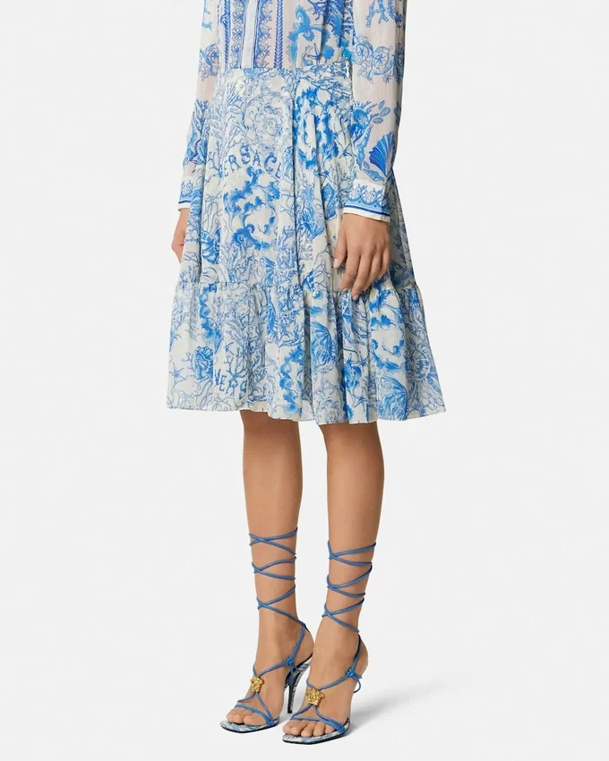 Underwater Barocco Crépe Flowy Midi Skirt Underwater Barocco Crépe Flowy Midi Skirt