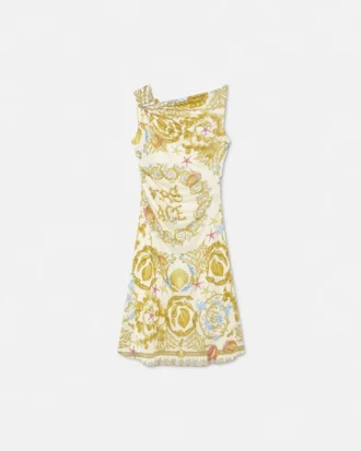 Underwater Barocco Draped Flared Mini Dress