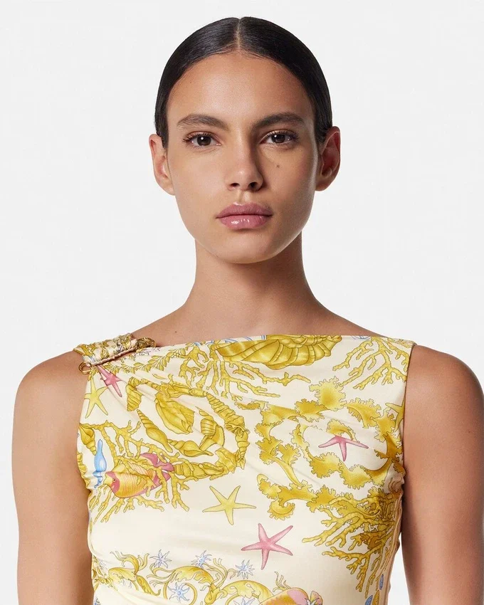 Underwater Barocco Draped Flared Mini Dress Underwater Barocco Draped Flared Mini Dress