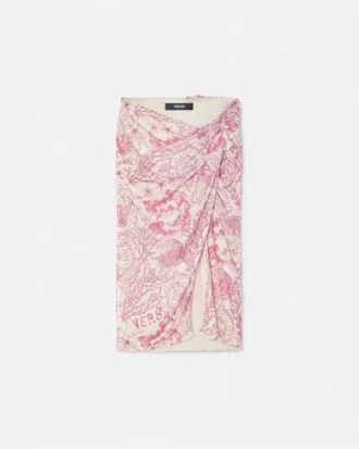Underwater Barocco Draped Midi Skirt