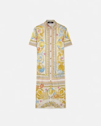 Underwater Barocco Fitted Midi Shirt Dress