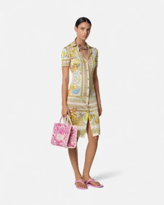 Underwater Barocco Fitted Midi Shirt Dress