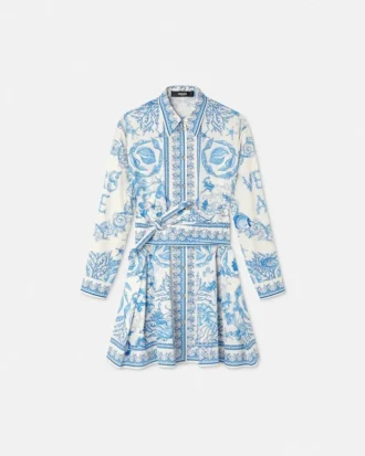 Underwater Barocco Flared Mini Shirt Dress
