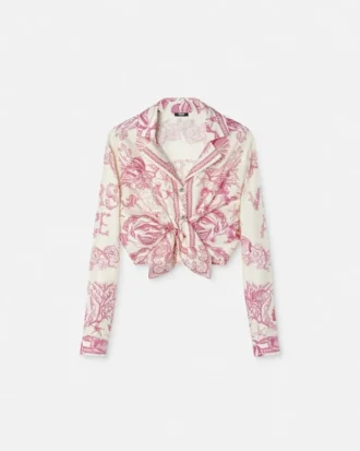 Underwater Barocco Knotted Crop Silk Shirt