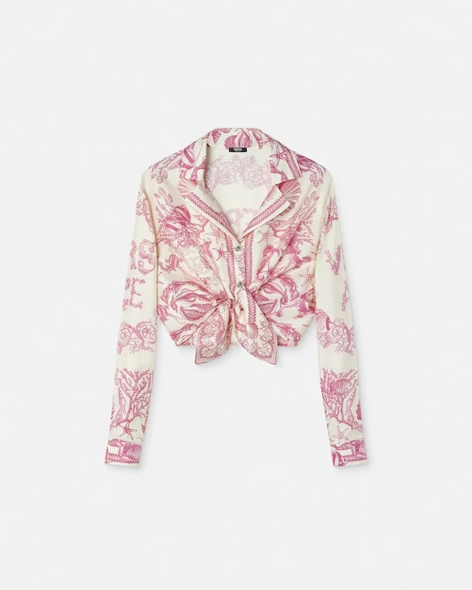 Underwater Barocco Knotted Crop Silk Shirt Underwater Barocco Knotted Crop Silk Shirt