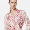 Underwater Barocco Knotted Crop Silk Shirt Underwater Barocco Knotted Crop Silk Shirt