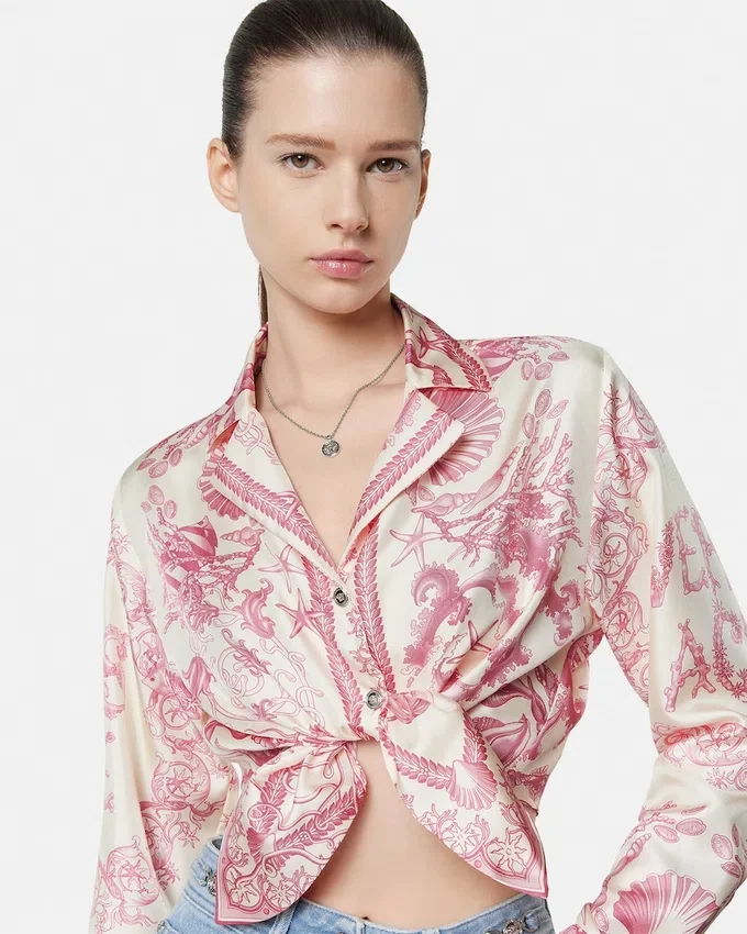 Underwater Barocco Knotted Crop Silk Shirt Underwater Barocco Knotted Crop Silk Shirt