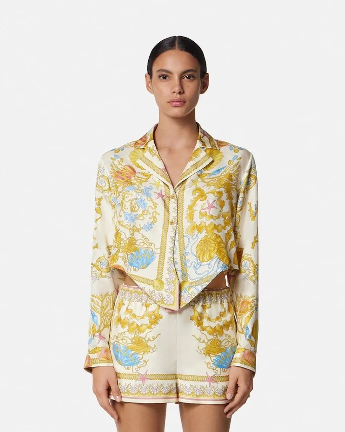 Underwater Barocco Knotted Crop Silk Shirt Underwater Barocco Knotted Crop Silk Shirt