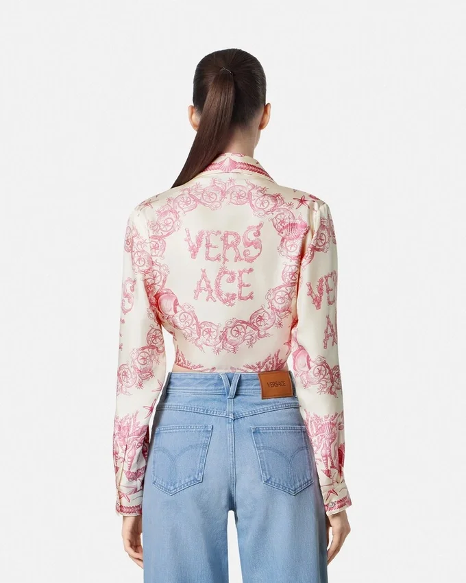 Underwater Barocco Knotted Crop Silk Shirt Underwater Barocco Knotted Crop Silk Shirt