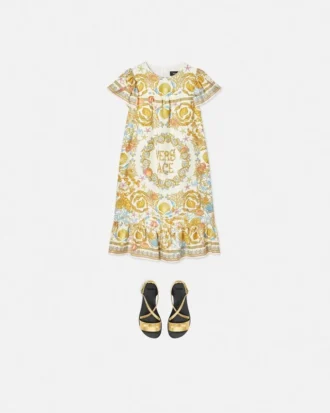 Underwater Barocco Ruffled Silk Kids Dress