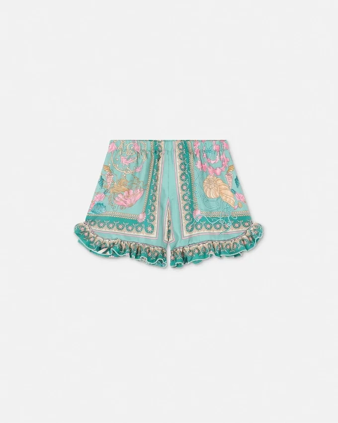 Underwater Barocco Ruffled Silk Kids Shorts Underwater Barocco Ruffled Silk Kids Shorts