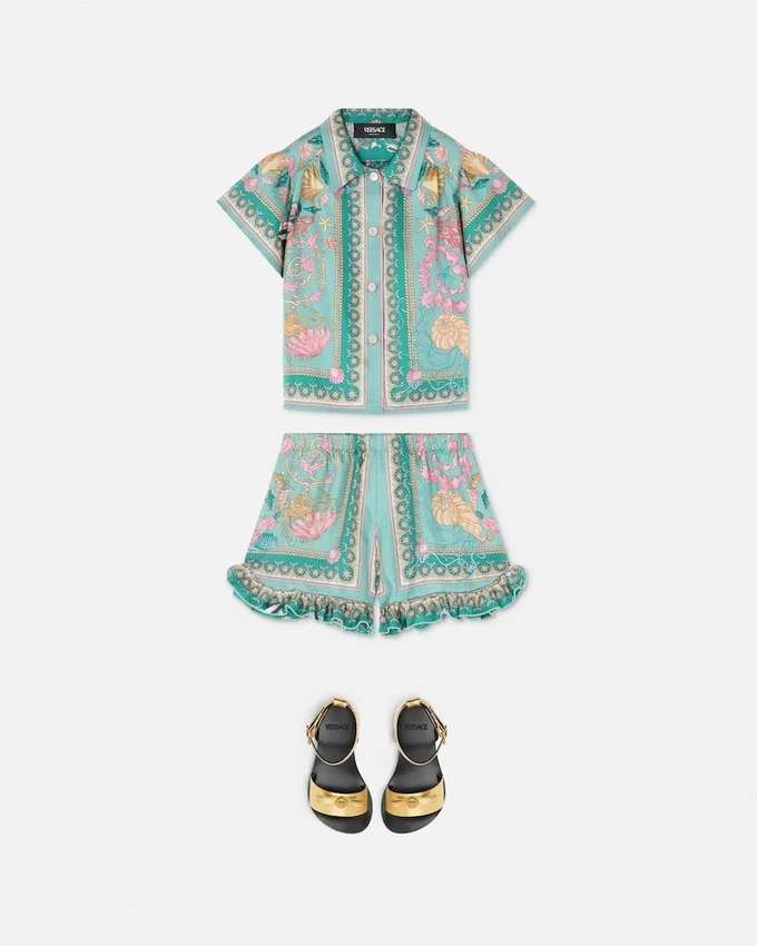 Underwater Barocco Ruffled Silk Kids Shorts Underwater Barocco Ruffled Silk Kids Shorts