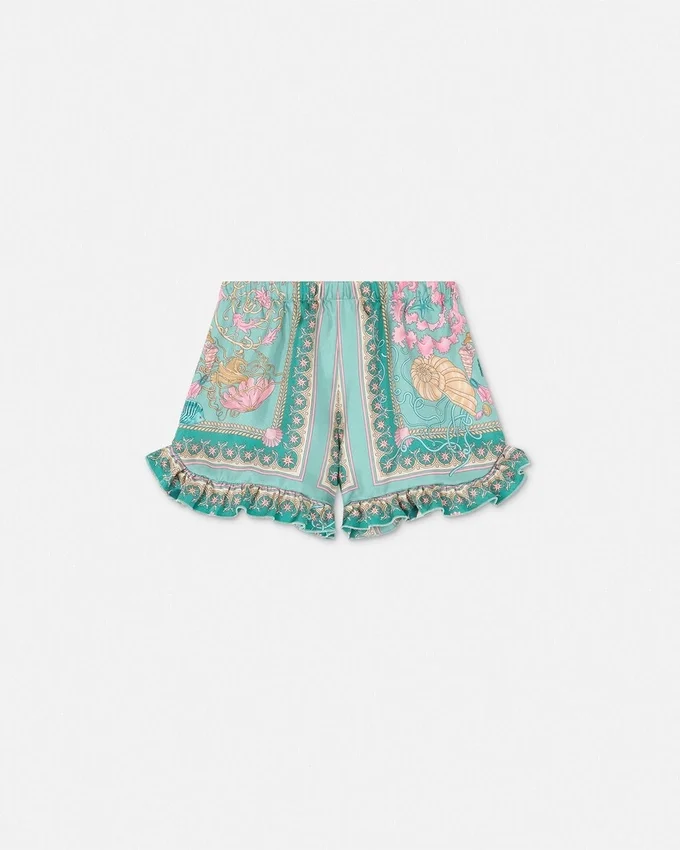 Underwater Barocco Ruffled Silk Kids Shorts Underwater Barocco Ruffled Silk Kids Shorts