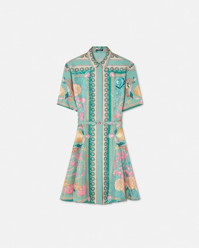 Underwater Barocco Silk Mini Shirt Dress Underwater Barocco Silk Mini Shirt Dress