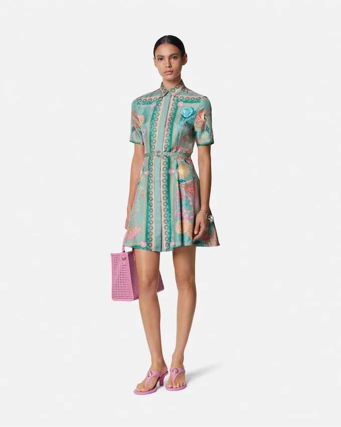 Underwater Barocco Silk Mini Shirt Dress Underwater Barocco Silk Mini Shirt Dress