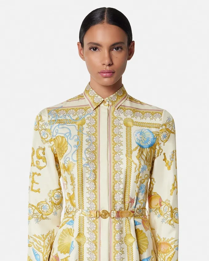 Underwater Barocco Silk Mini Shirt Dress Underwater Barocco Silk Mini Shirt Dress