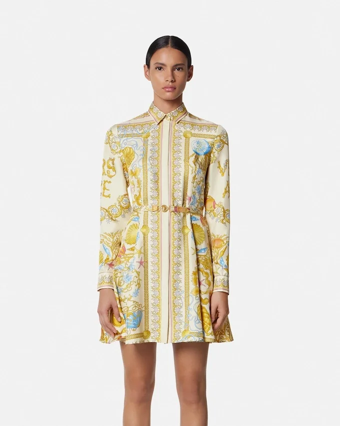 Underwater Barocco Silk Mini Shirt Dress Underwater Barocco Silk Mini Shirt Dress