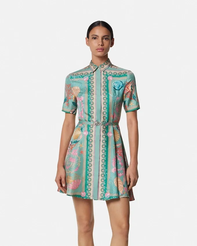 Underwater Barocco Silk Mini Shirt Dress Underwater Barocco Silk Mini Shirt Dress