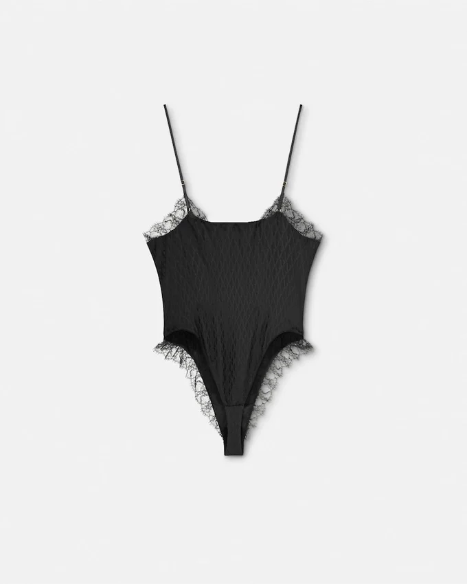 V Allover Jacquard Silk Bodysuit V Allover Jacquard Silk Bodysuit