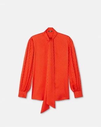 V Allover Jacquard Silk Lavalli&egrave;re Shirt
