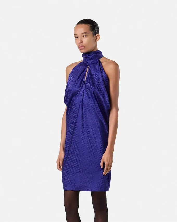 V Allover Jacquard Silk Relaxed Mini Dress V Allover Jacquard Silk Relaxed Mini Dress