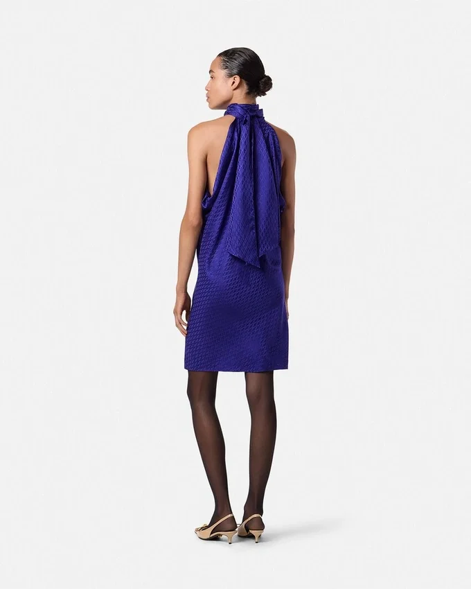 V Allover Jacquard Silk Relaxed Mini Dress V Allover Jacquard Silk Relaxed Mini Dress