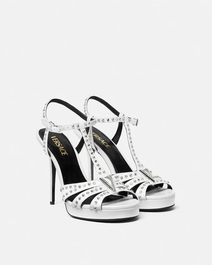 V Embellished Leather Sandals 120 mm V Embellished Leather Sandals 120 mm