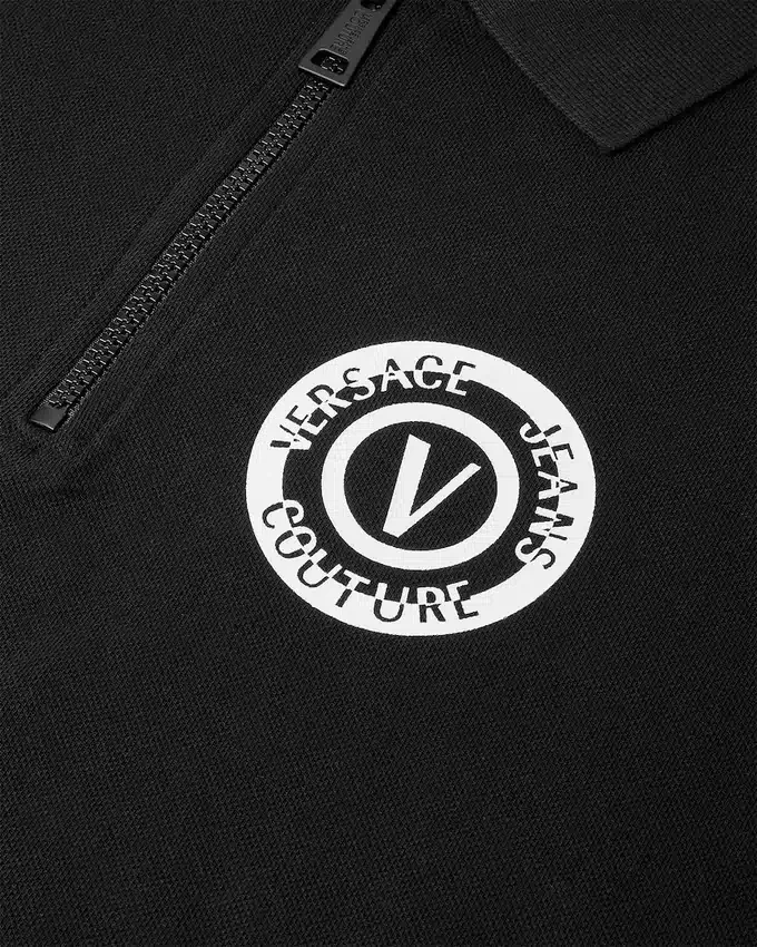 V-Emblem Zip Polo Shirt V-Emblem Zip Polo Shirt