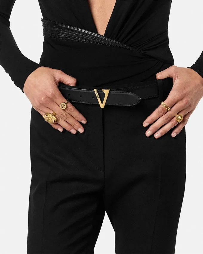 V Leather Belt 3 cm V Leather Belt 3 cm