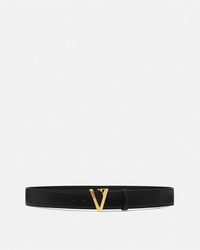 V Leather Belt 4 cm V Leather Belt 4 cm