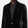 Velvet Single-Breasted Blazer