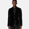 Velvet Single-Breasted Blazer
