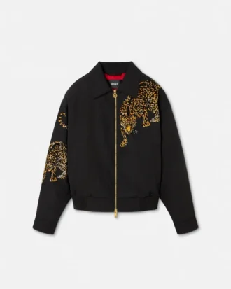 Versace Leopard M&eacute;lange Wool Blouson Jacket